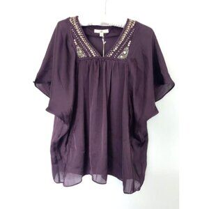 NWT Ya Los Angeles Silk Beaded Flowy Blouse